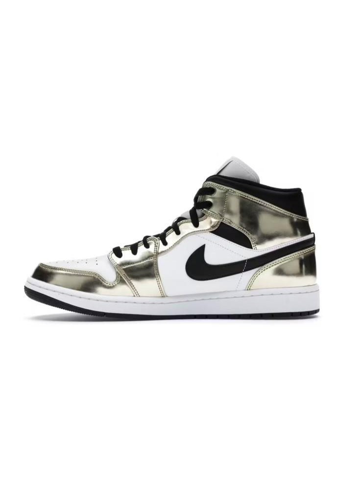 JORDAN 1 MID METALLIC GOLD WHITE